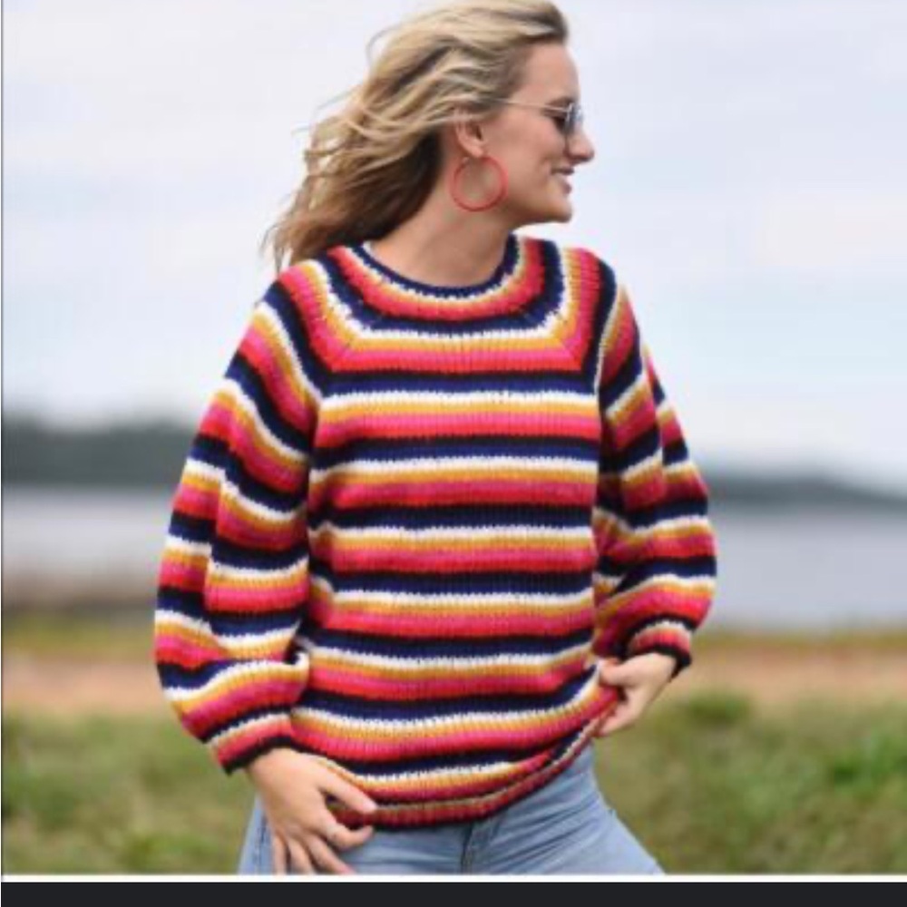 JODIFL Vibrant Striped Crewneck Sweater
